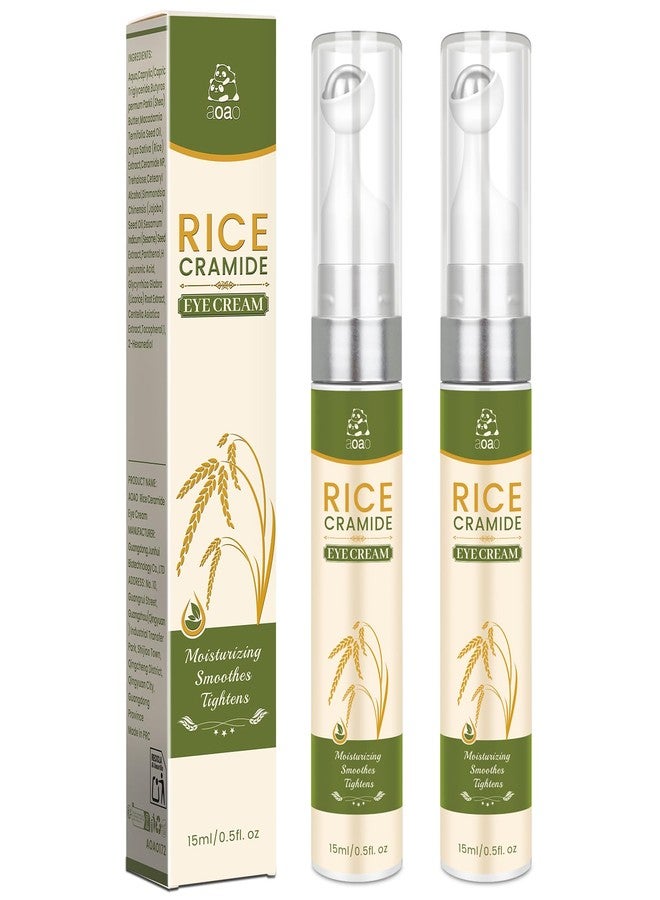 AOAO Roller Ball Eye Serum with Rice Ceramide & Shea Butter for Puffy Bags Fine Lines Dark Circles Wrinkles, Firming & Hydration, Under Eye Cream with 360° Roller Massage Ball, 15ml/0.5fl.oz(2pack) - Image 1